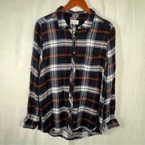 Melloday Soft Long Plaid Button Down Flannel Size Large